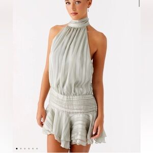 Peppermayo Willow Chiffon Mini Dress in Green